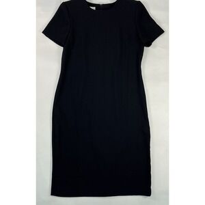 Leslie Fay Women's Black Sheath Dress Sz 8P Zip Back Classic Little Black Dress